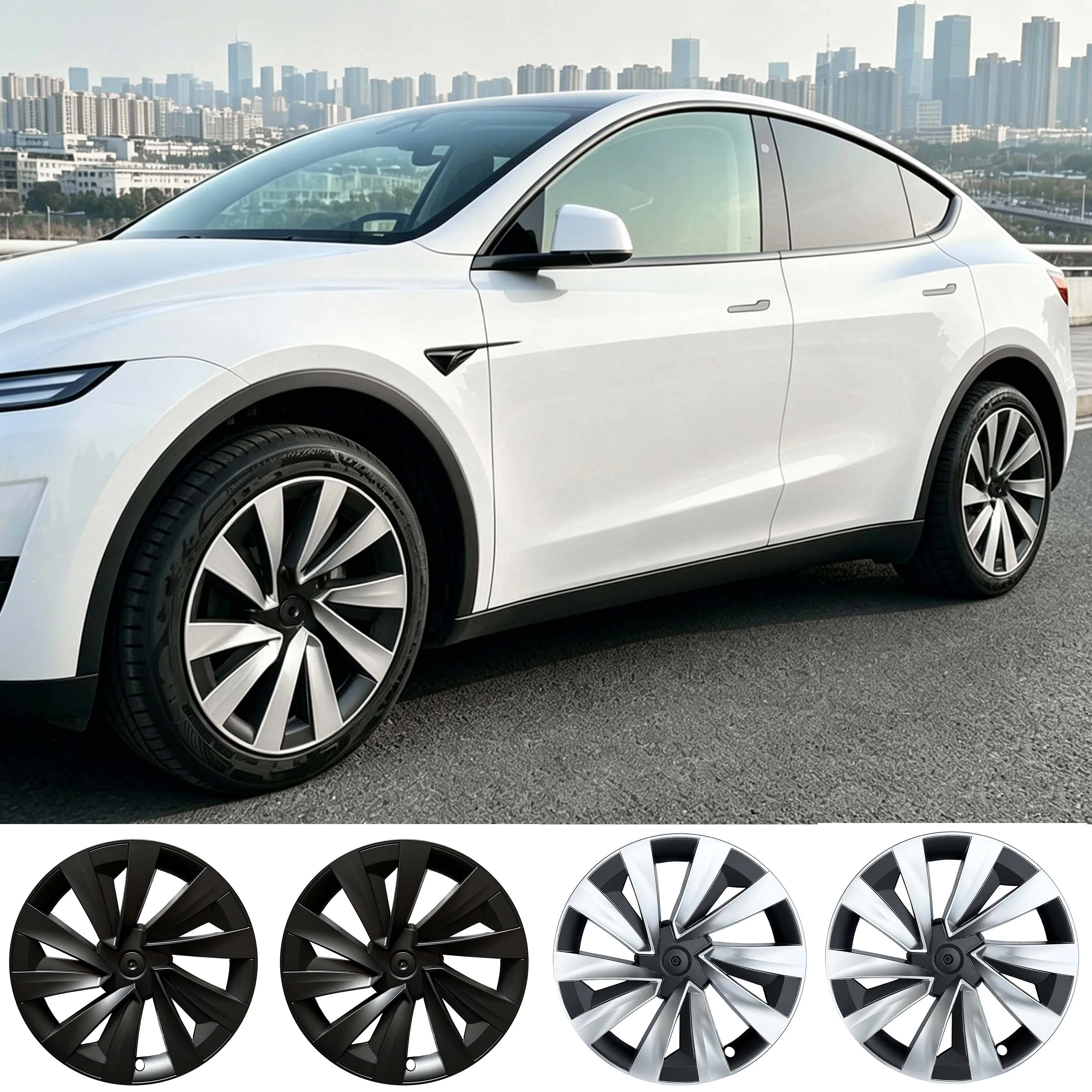 4 Stück für das neue Modell Y 2025 Juniper 19 Zoll Turbinen-Design Radkappen Zubehör Radabdeckung für Tesla