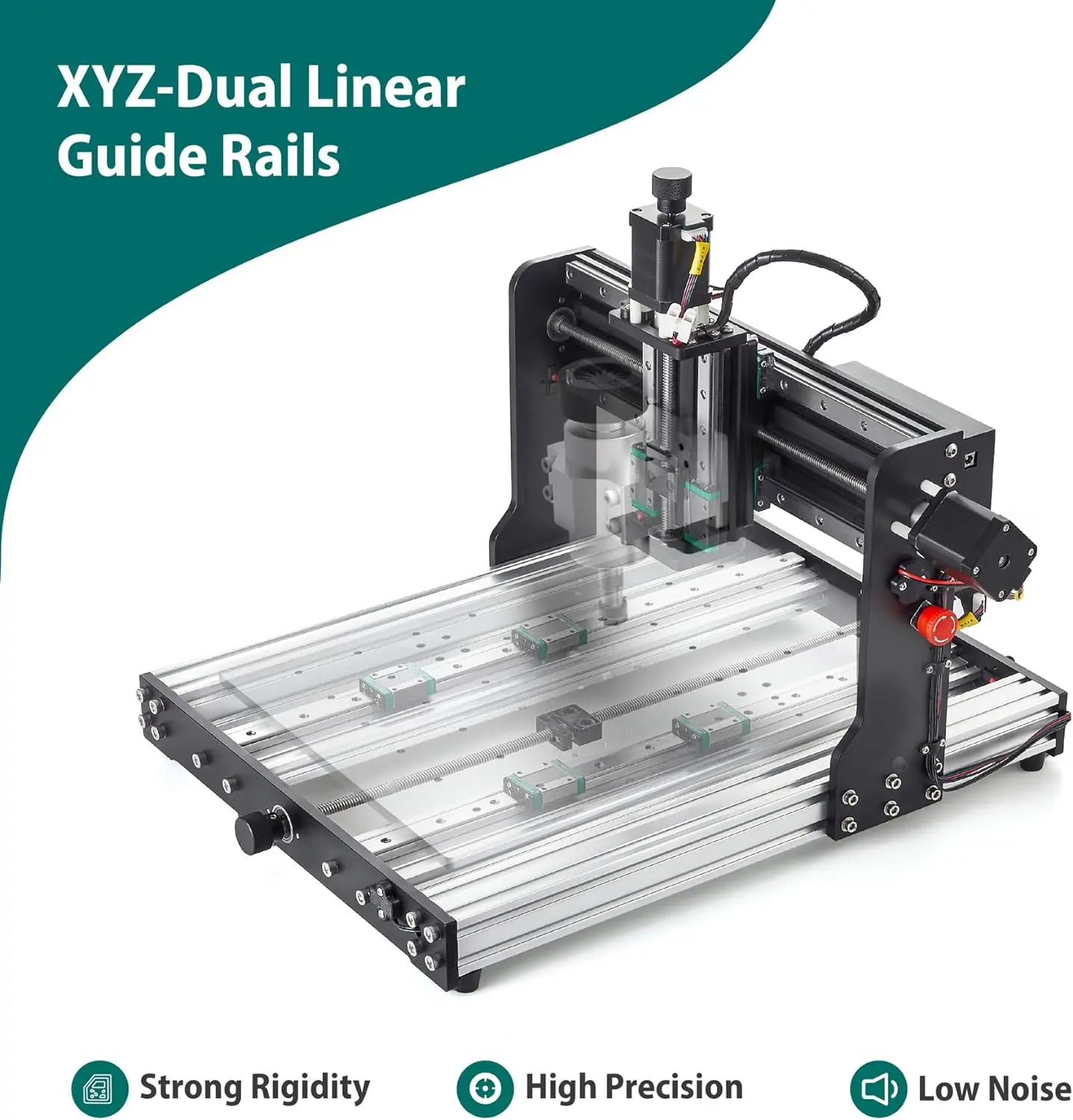 CNC Router Machine 3030-Evo Pro, All-Metal XYZ Axis Dual Steel Linear Guides with 300W Spindle, Z-Probe, Limit Switches