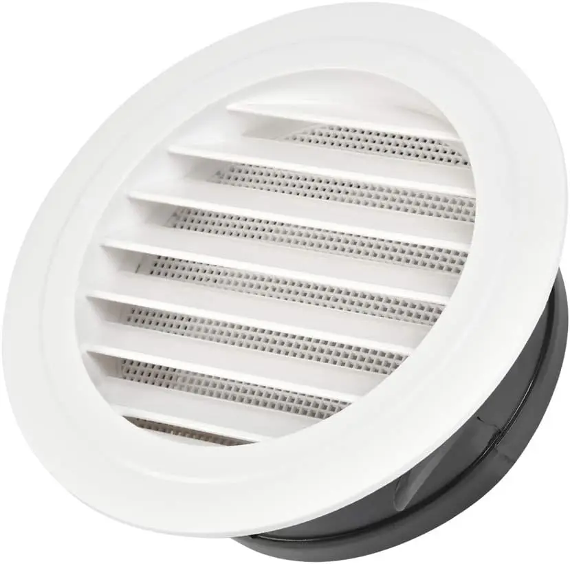 

8 Inch ABS Round Air Vent Louver Grille Cover with Fly Screen Mesh, White Soffit Vent for Kitchen Bathroom Office