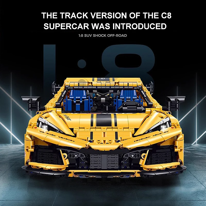 Guly 10622 MOC Technical Vehicle Super Sportcar C8 Model Building Blocks Bricks Diy Puzzle Toy Birthday Gifts For Kids