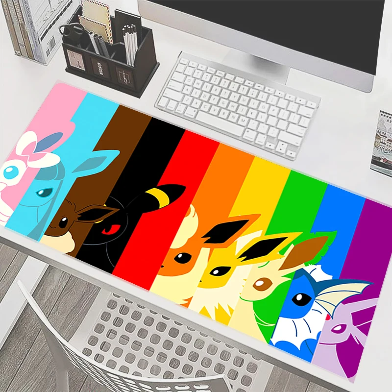 

Коврик для мыши Pokemon Eevee Lockedge, большой игровой коврик для офиса, аксессуары для ноутбука, компьютерный коврик для геймеров, коврик для клавиатуры и мыши, настольный коврик для мыши, подарок
