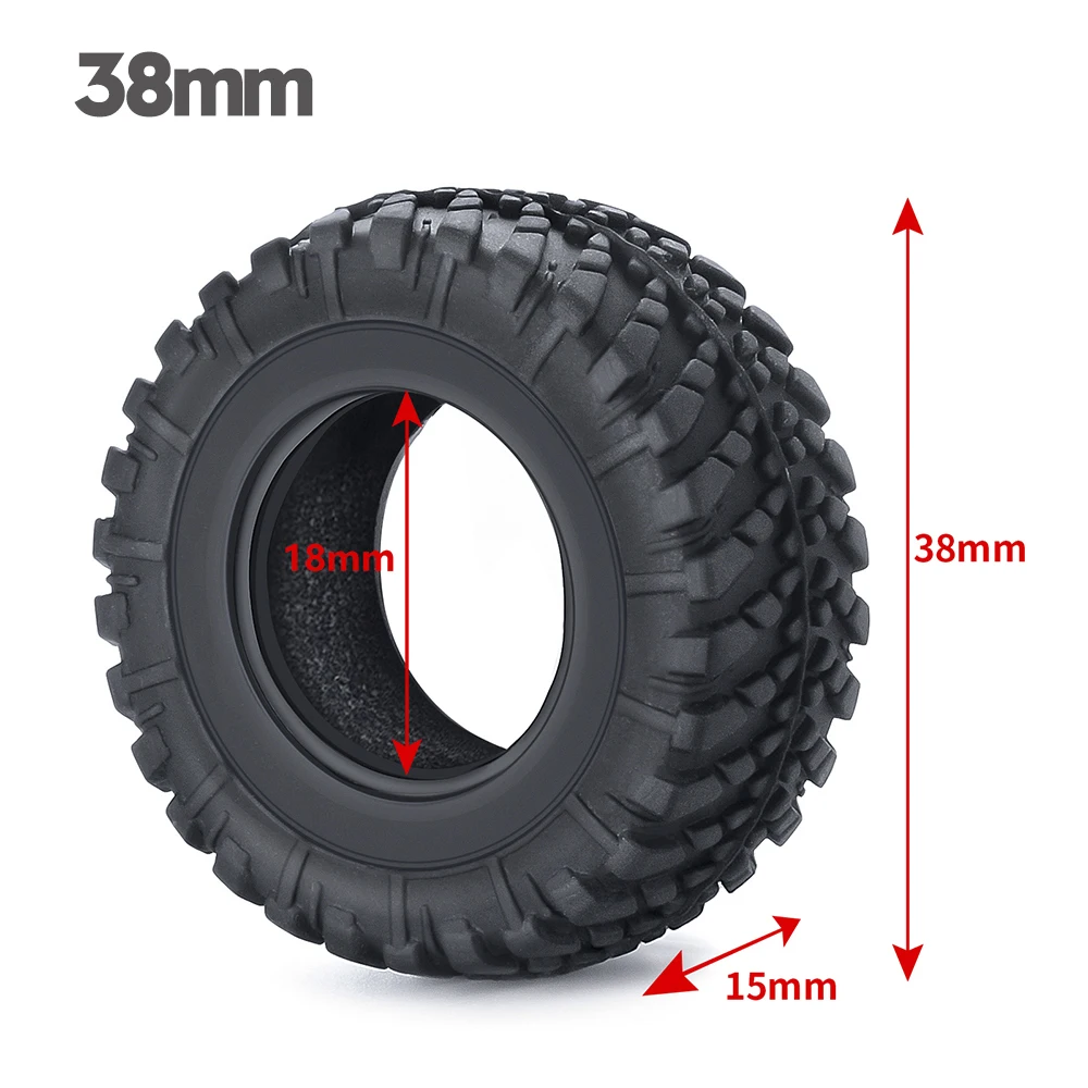 YEAHRUN 4Pcs/Set 38mm/42mm Beadlock Soft Rubber Tires Tyres for Kyosho Jimny 1/18 RC Crawler Car Truck Model Upgrade Parts