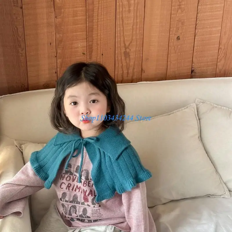 Xale malha essencial para bebês meninas, cor sólida, falsa, acessórios roupas quentes para outono e inverno