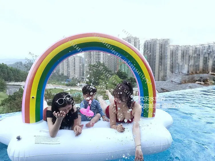 Water Inflatable Clouds Rainbow Floating Row Enlarged Thickened Mat Adult Children Floating Boat Water Bed Swimming view 2