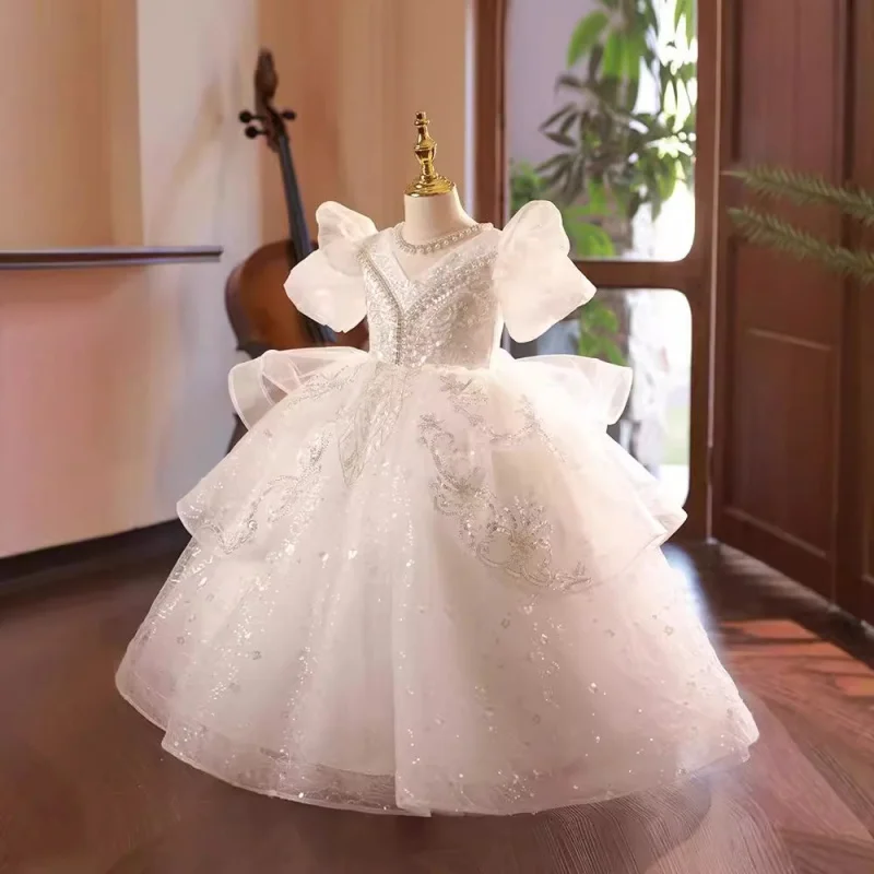 

Children's Formal Dress for 10th Birthday, Girls' Princess Dress, High-End Luxury Sequin Catwalk Host Piano Performance Dress fo