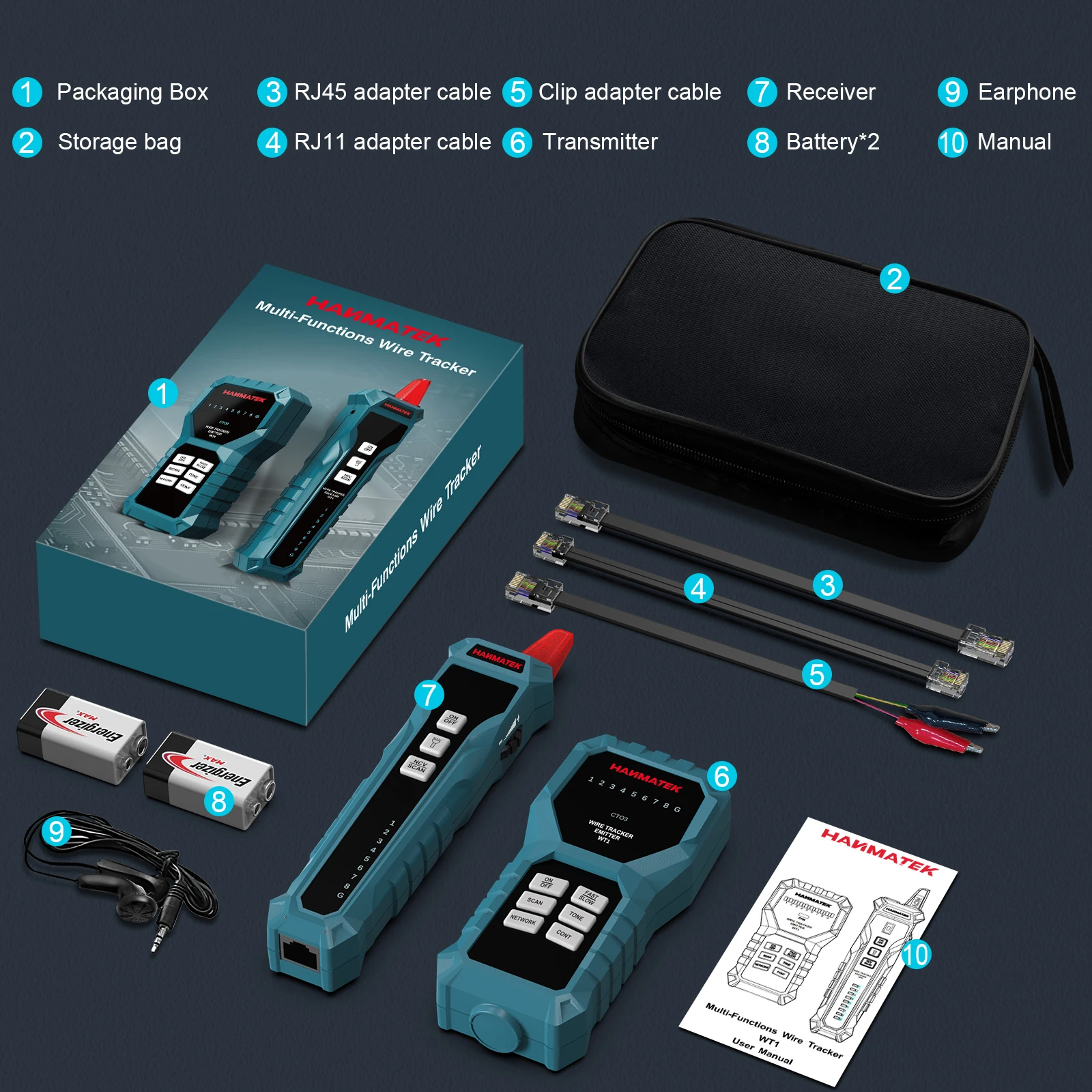 Line Finder Multifunctional RJ11/RJ45  anti-interference test instrument Wire Tracer Ethernet Network Cable Collation Tester ﻿