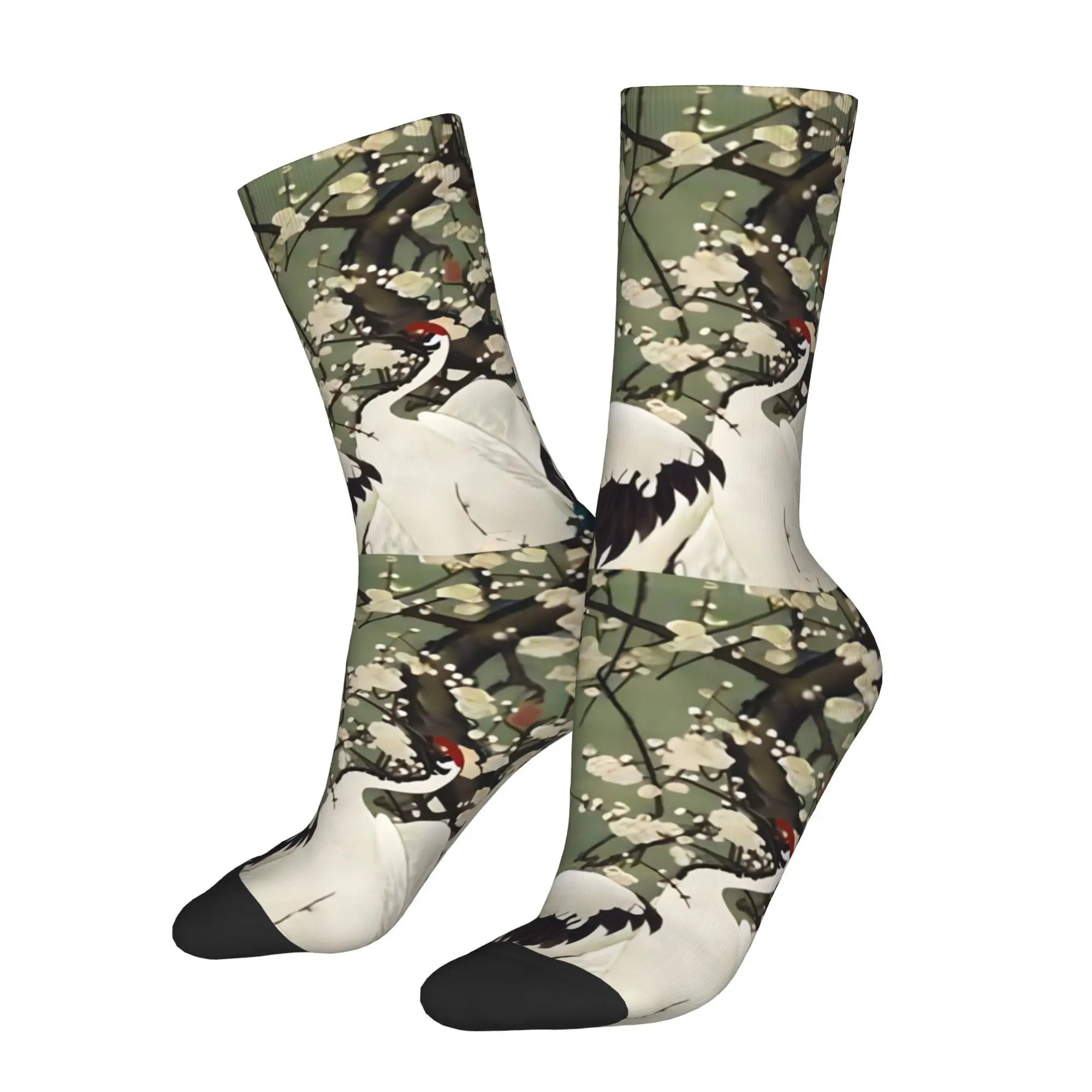 

Мужские носки с краснокороченным журавлем и птицей, круглые удобные чулки для езды на велосипеде, повседневная одежда