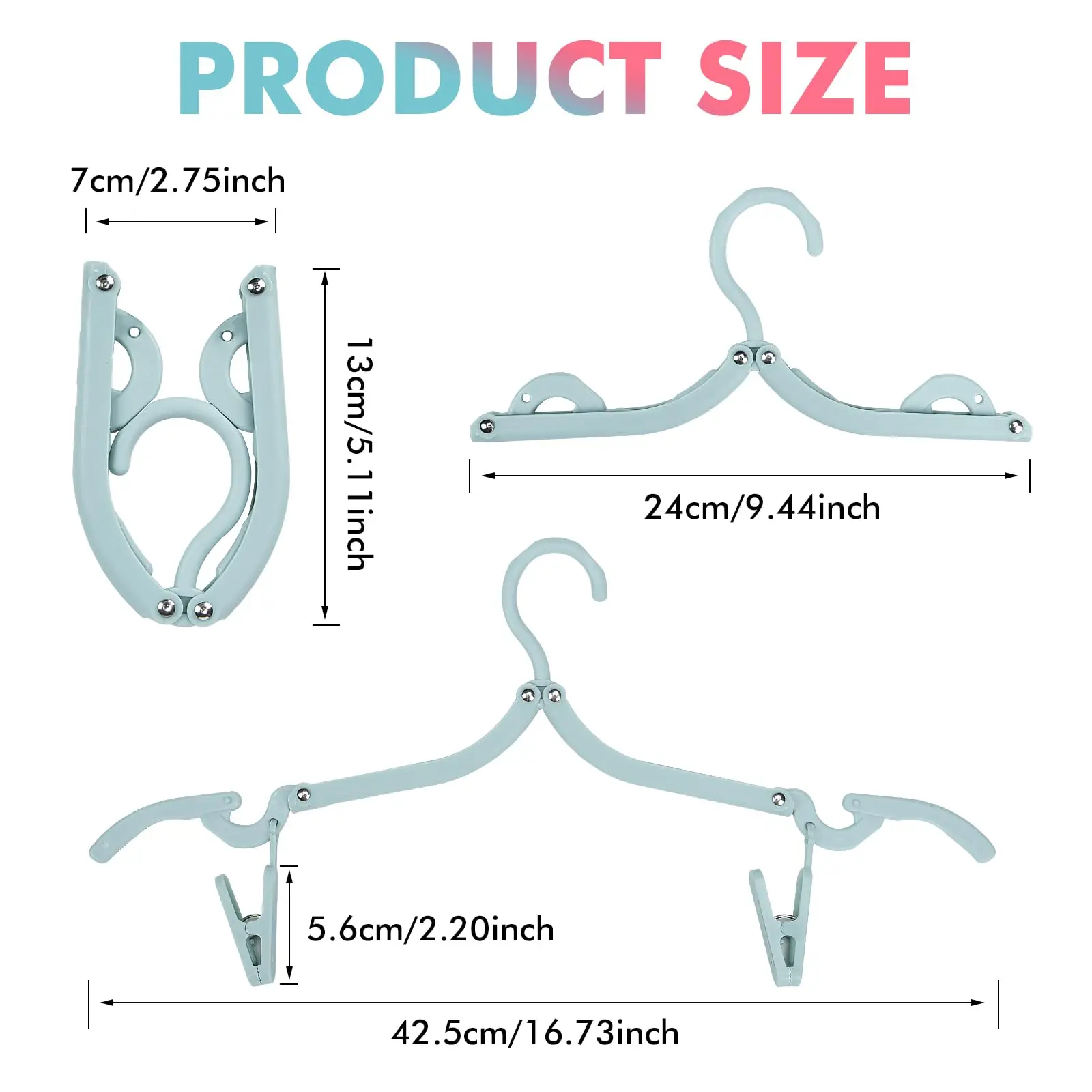Folding Hanger Set With Clip for Clothes Drying Folding Hanger Rack Travel Folding Telescopic Portable Clothes Drying Rack