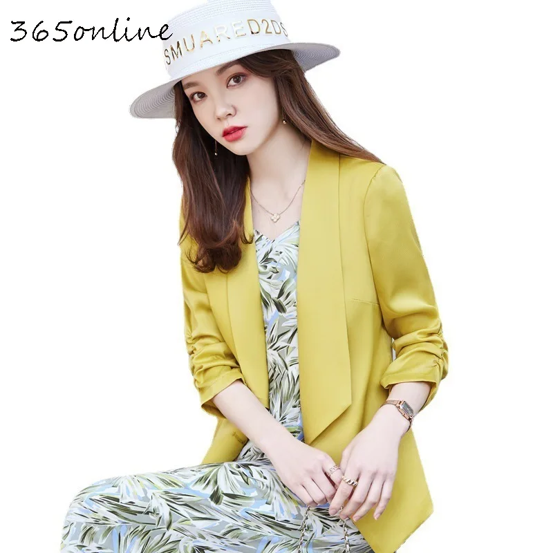 

High Quality Spring Summer Women Blazer Coat Work Wear Jackets Fashion Temperament Blaser New Casual Office Ladies Outwear Tops