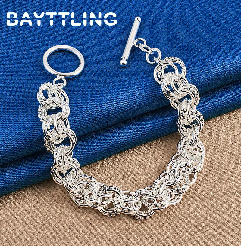 

Women's 925 Sterling Silver 8 Inches Charm Braided Knotted TO Bracelet For Fashion Wedding Engagement Jewelry Accessories