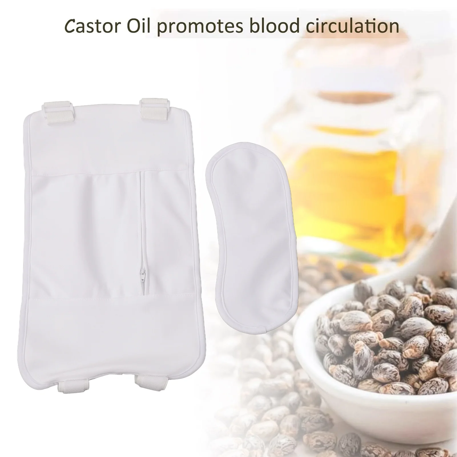 Castor Oil Pack Set White Reusable Washable Castor Oil Compress Wrap Set for Inflammation