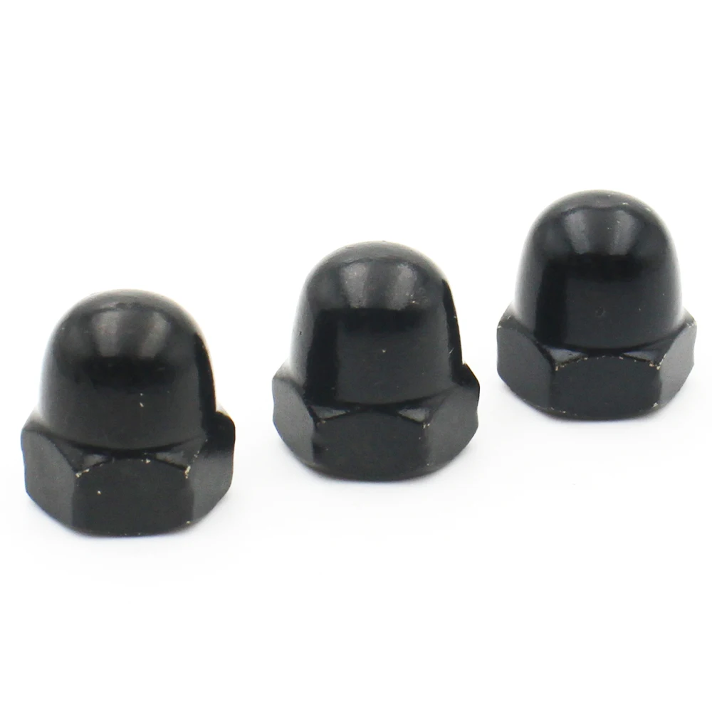 3/4/10/20/30/40pcs M3 M4 M5 M6 M8 M10 M12 Black Carbon Steel Metric Acorn Nuts Crown Hex Nuts Domed Cap Nuts