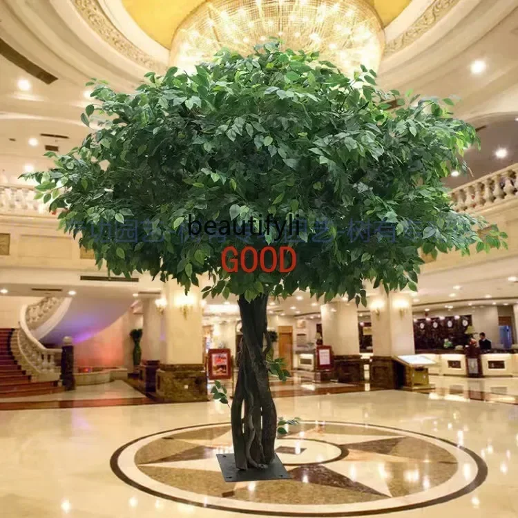 محاكاة شجرة وهمية شجرة بانيان نبات كبير غرفة المعيشة Pachira Macrocarpa صندوق من الخشب الصلب