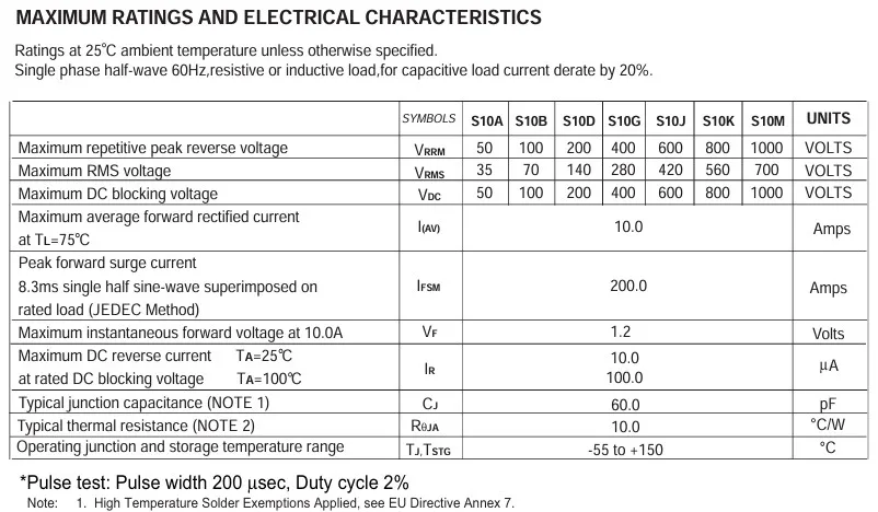 Новые диоды ASEMI, 20 шт., S10MC S10M SMC, 10 А, 1000 в
