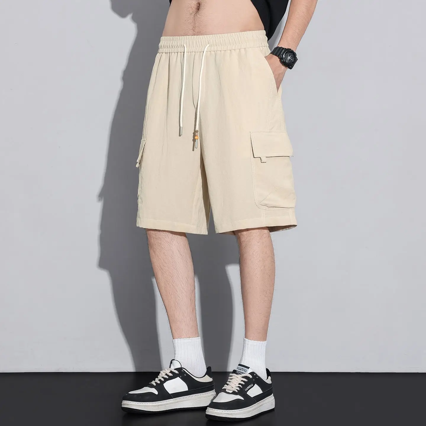 Cool Sensation Men's Workwear Casual Pants Straight Leg Hong Kong Style Retro Shorts Breathable Comfortable Summer Fashion
