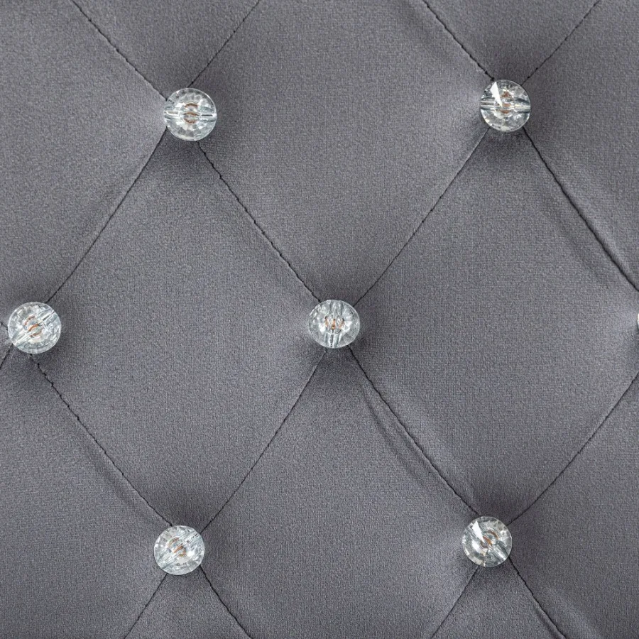 Vinsetto Velvet Home Office Chair Button Tufted Desk Chair with Padded Armrests Adjustable Height and Swivel Wheels Dark Gray