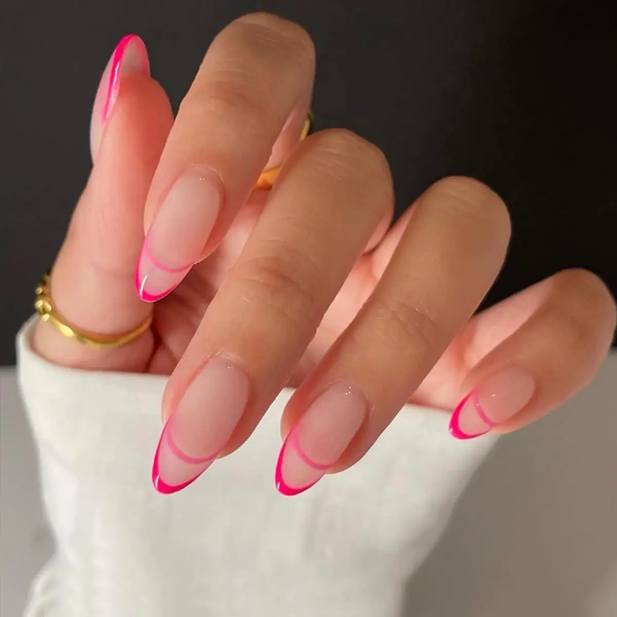 

24pcs long Almond Rose lines cover Fake nail Detachable And Reusable Jelly Glue 1pc Cuticle Pusher Suitable For Girl Women