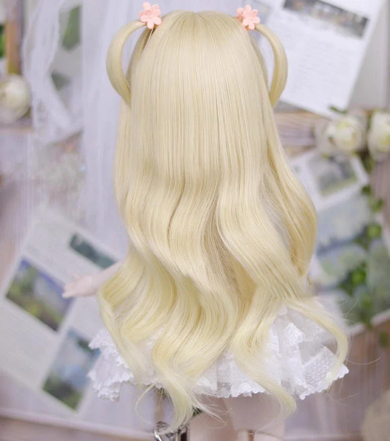 （Customize 30 Days）BJD DD SD MSD 1/3 doll's wig High temperature silk braids with long curly hair yellow wig（1 point）