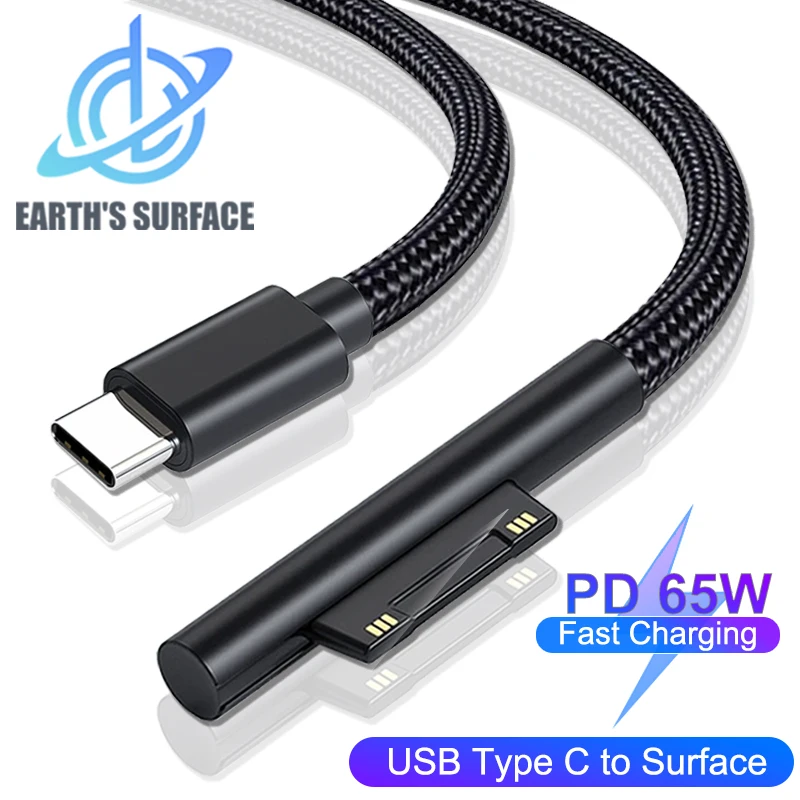 PD 65W Fast Charging USB Type C Cable for Microsoft Surface Pro 3 4 5 6 7 15V 3A Tablet Power Supply Adapter Cord
