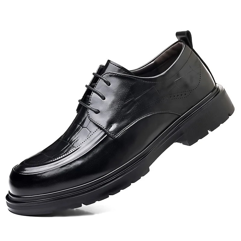 

Мужские кожаные туфли на толстой подошве, модные свадебные туфли в британском стиле, однотонные, новые дизайнерские туфли для мужчин.