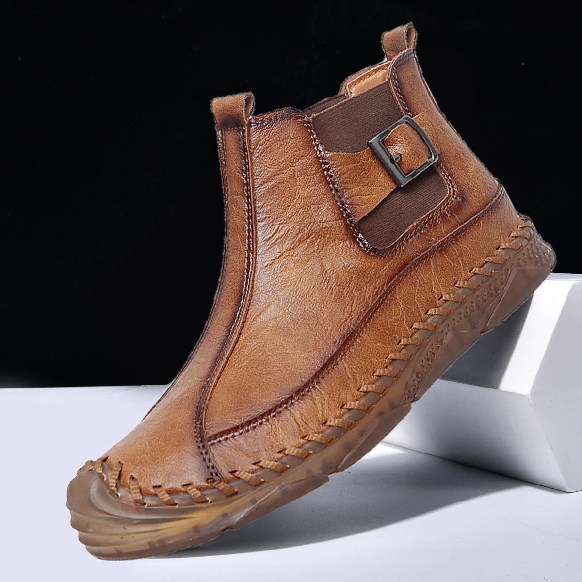 

New 2025 Handmade Men Boots Design Sneakers Man Outdoor Casual Leather Men Shoes Ankle Boots Fall Breathable Hot Sale High Top