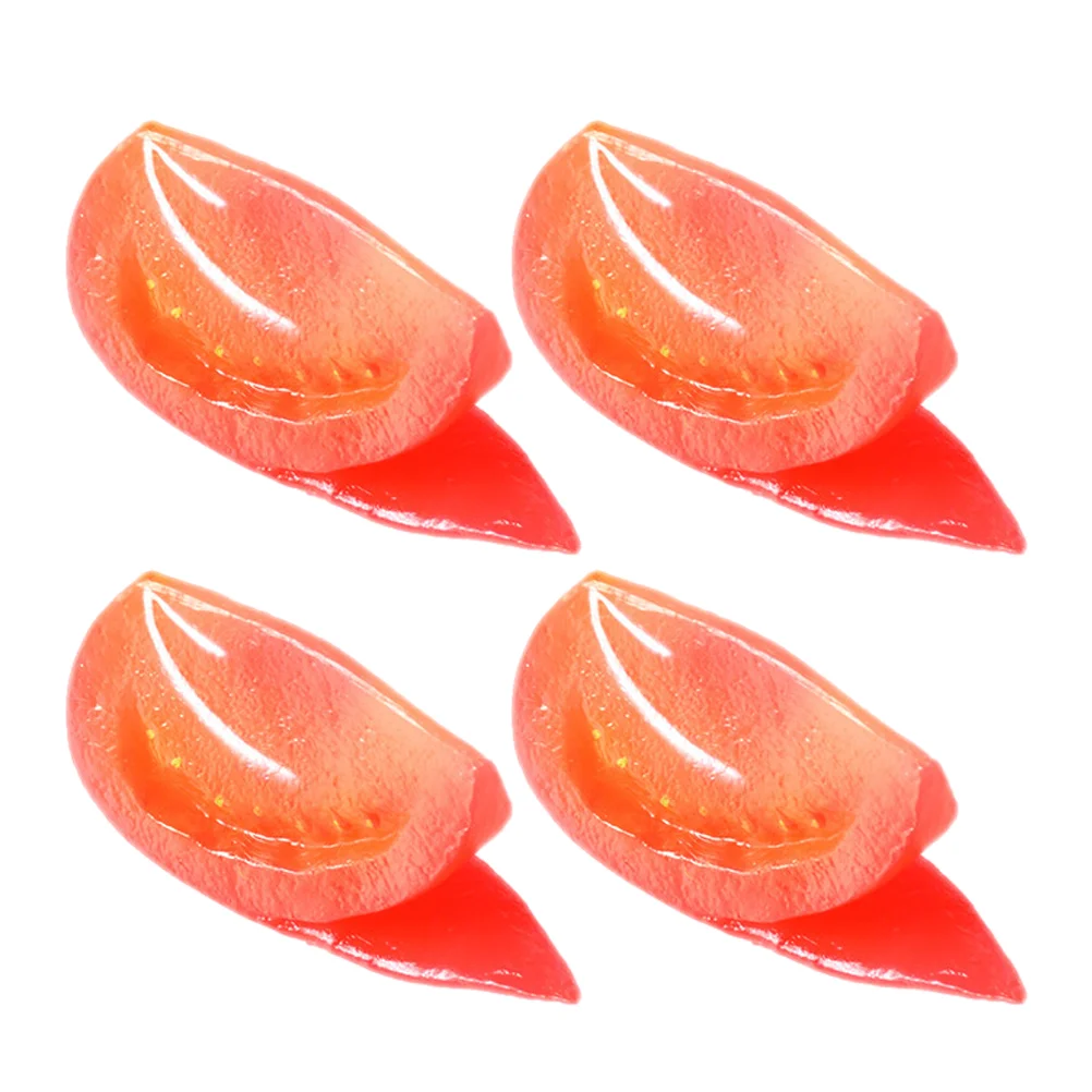 

4 Pcs Tomato Simulated Simulation Vegetable Artificial Slice Vegetables Decorations Red Fake Kitchen False