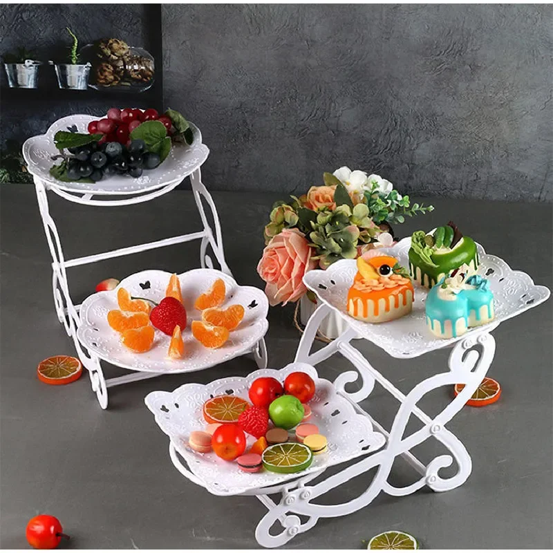 European Style Cake Stand Display Rack Fruit Plate Cupcake Tray Wedding Birthday Party Dessert Table Decorations Desktop Holder