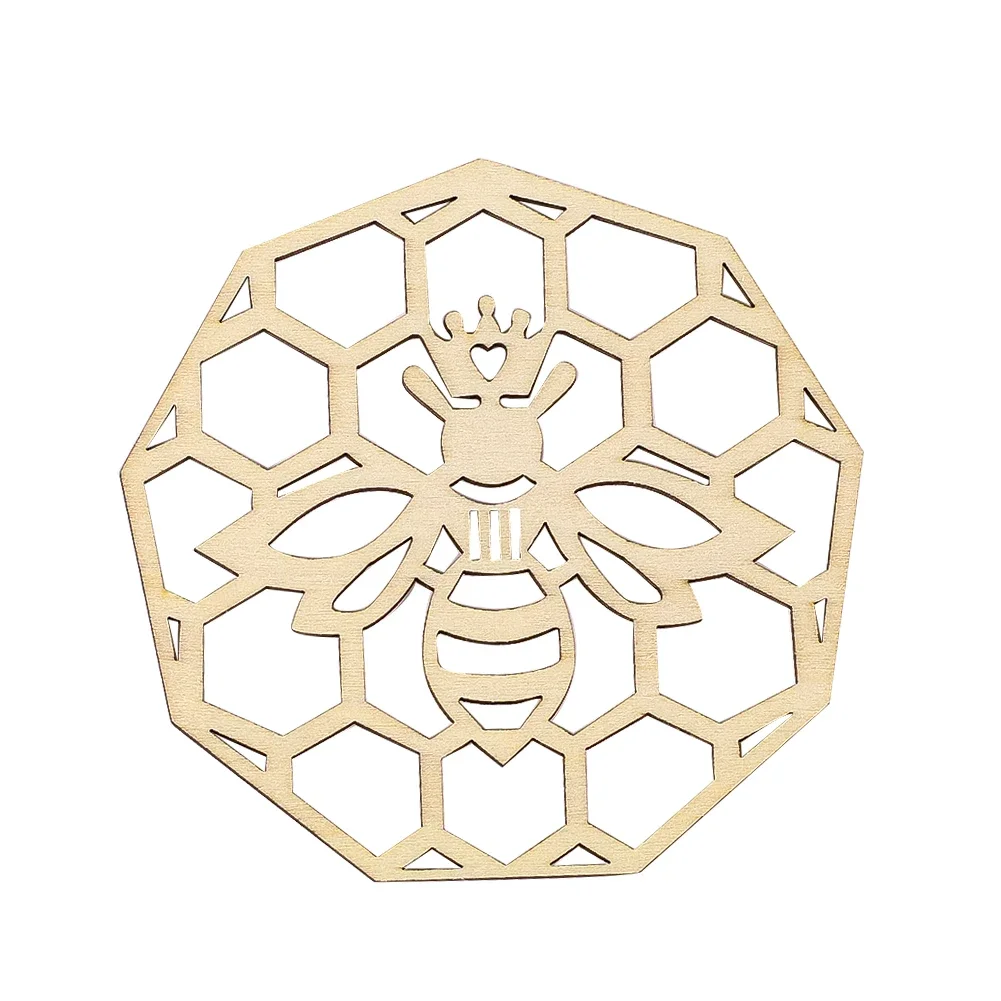 Creative Hollow Honeycomb Shaped Bee Wooden Coaster Home Restaurant Table Top Thermal Insulation Decoration Accessories Mats