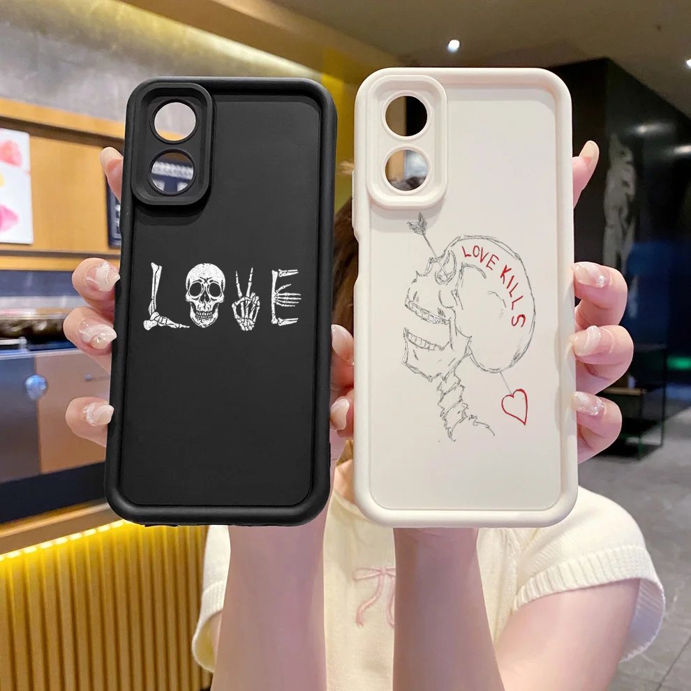Чехол с защитой от падения для Realme C67 C53 C51 Note 50 C21Y C25Y C33 C30 C35 9i Love Kill Skeleton чехол