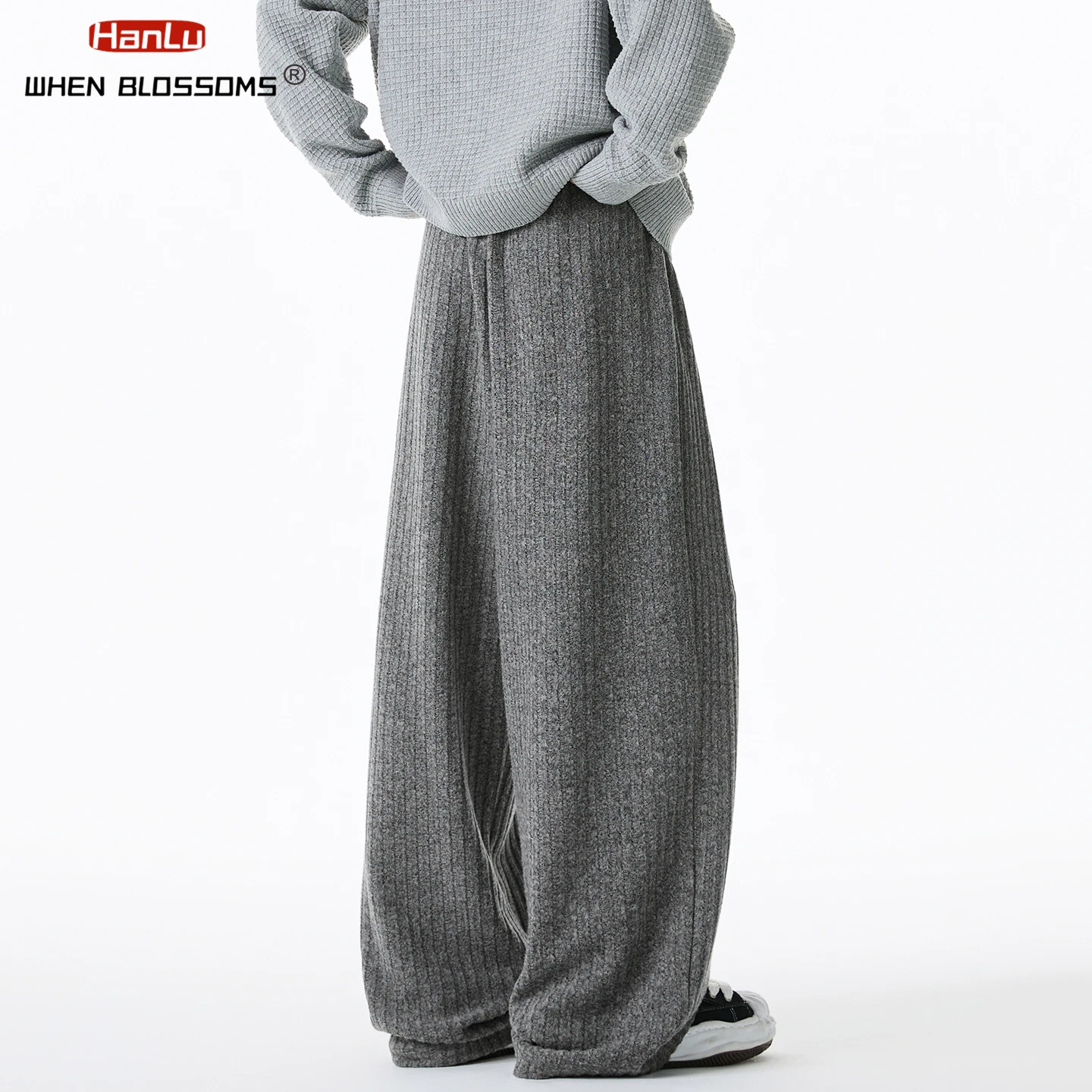 HANGLU 2025 Men's Pleated Trousers Heavyweight Drape Straight Leg Japanese Loose Fit Streetwear Casual Textured Pants