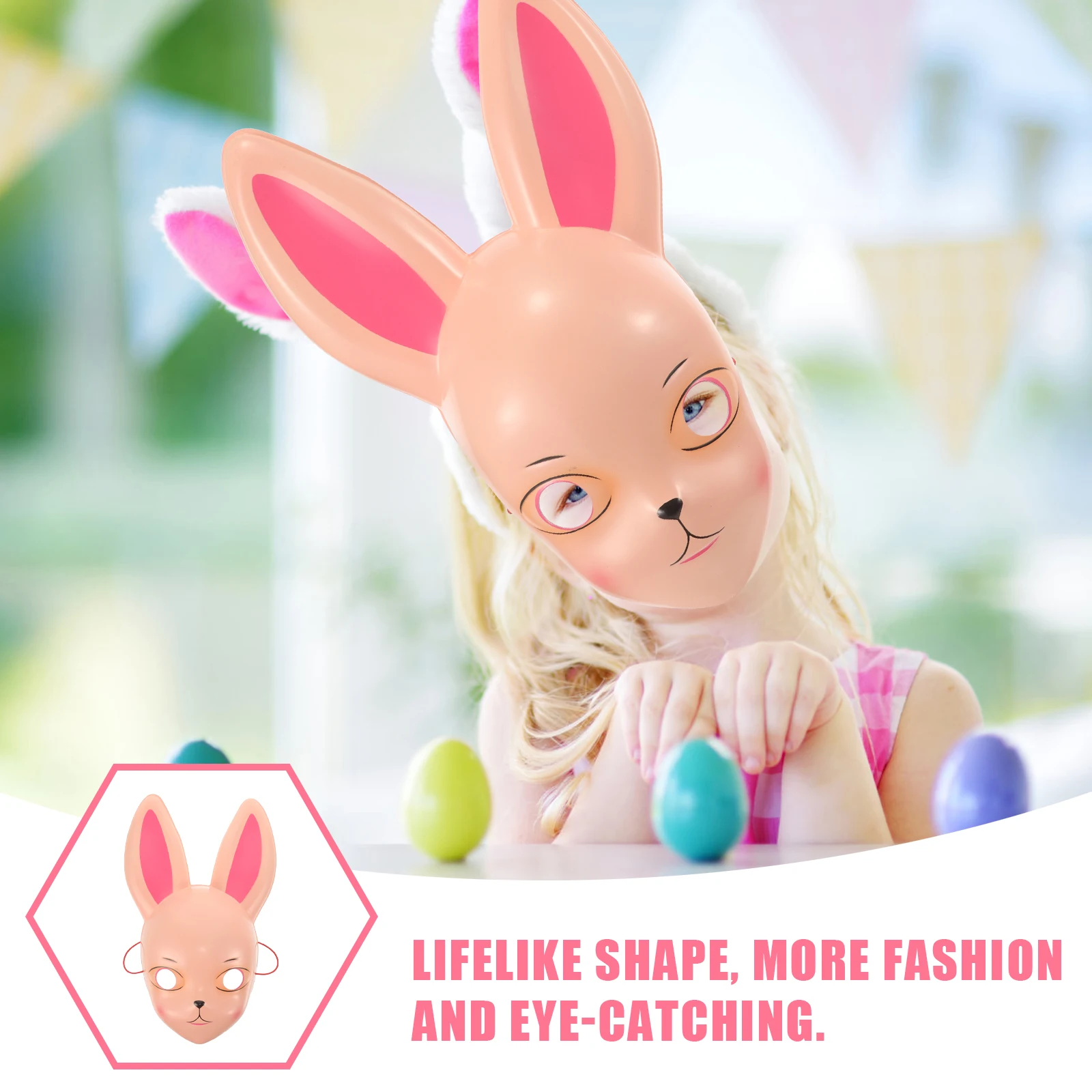 

Bunny Mask Kids Halloween Lightweight Reusable Party Performance Masks Prop Cartoon Cosplay Accessory White Rabbit Ears