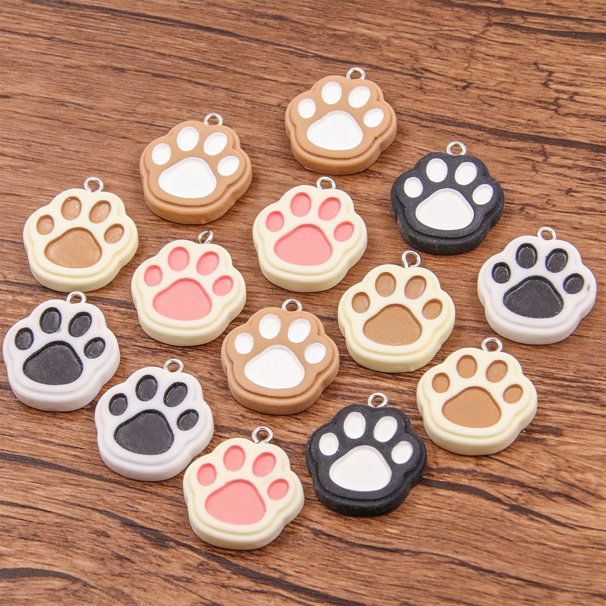 10PCS 21X24mm 5 Color Double Cat Claw Resin Charms DIY Cartoon Animal Earring Pet Choker Pendants Jewelry Accessory Make