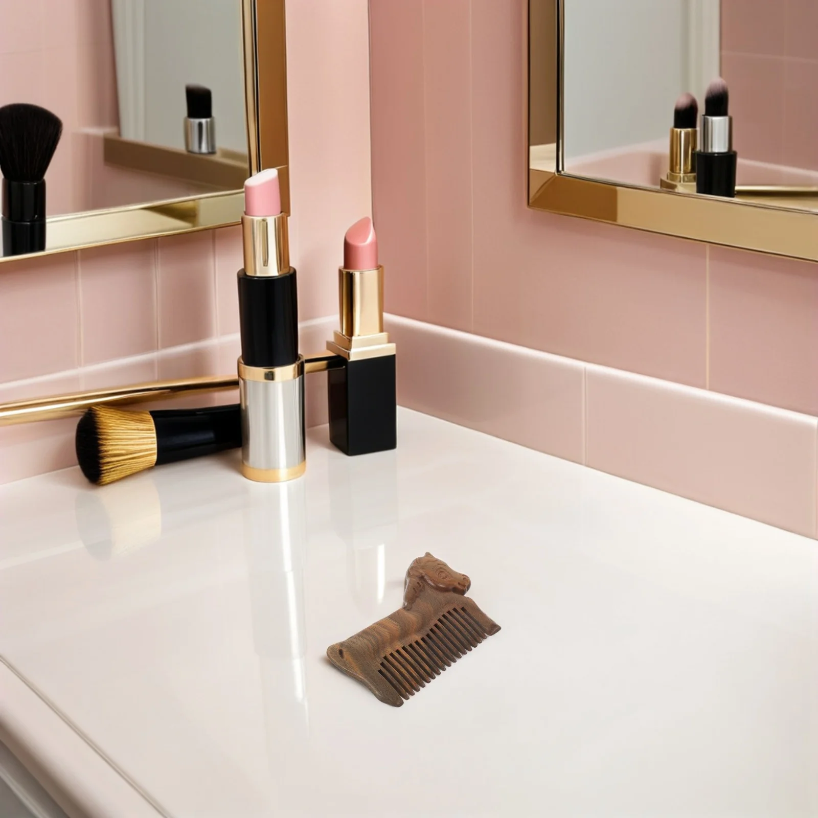 

Sandalwood Zodiac Horse Wood Comb Portable Wide Tooth Anti Static Scalp Massager Pocket Hair Comb for Travel Wood Scalp Massager