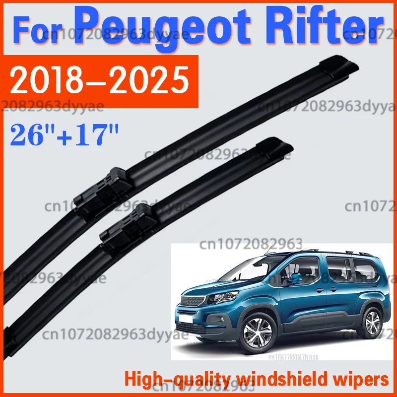 For Peugeot Rifter 2018-2025 Front Windshield Wiper Blades 2pcs Windscreen Window Accessories 2019 2020 2021 2022