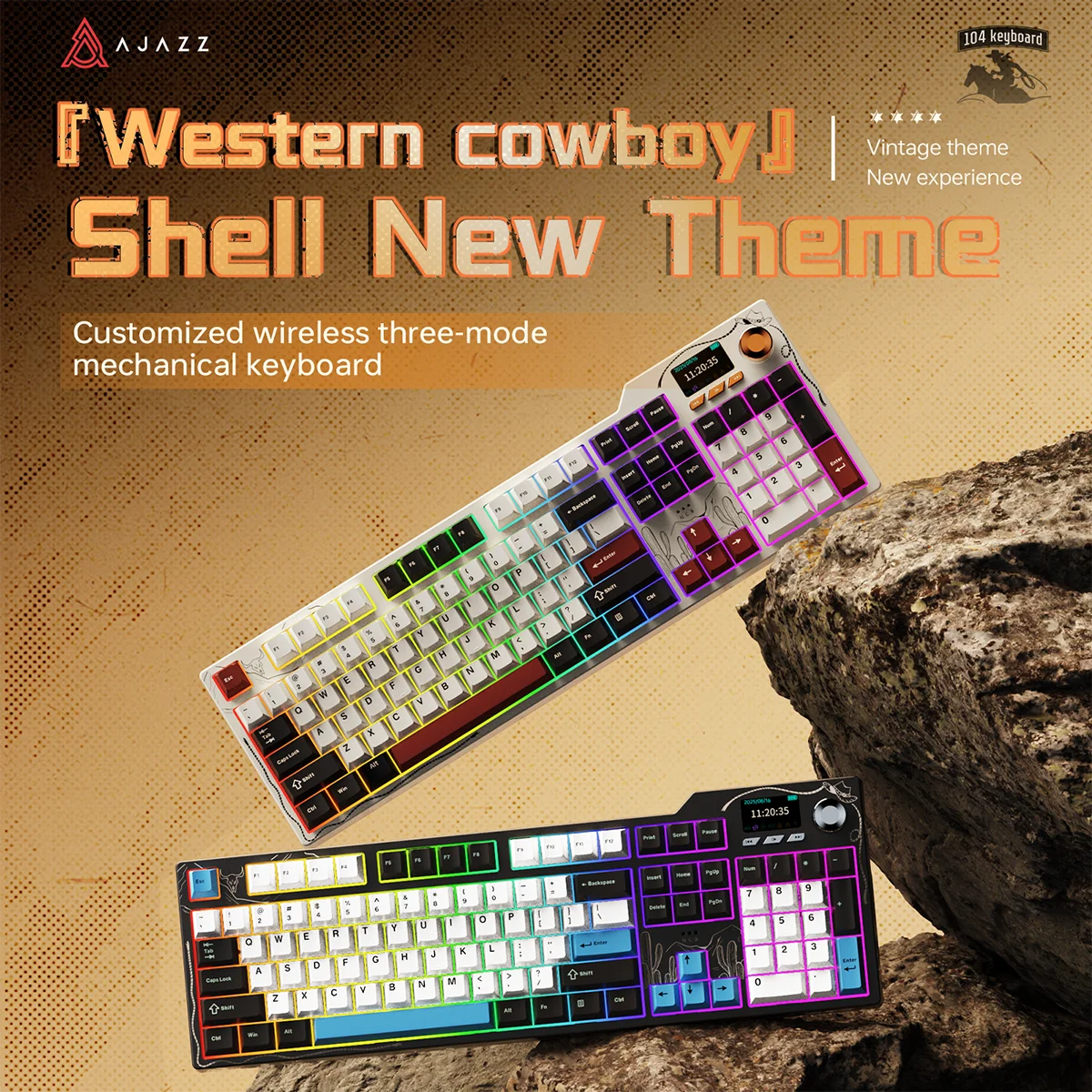 

AJAZZ AK351 V4 Tri-Mode Mechanical Gaming Keyboard, RGB Backlit, Ergonomic Design, for PC and Laptop Gamers