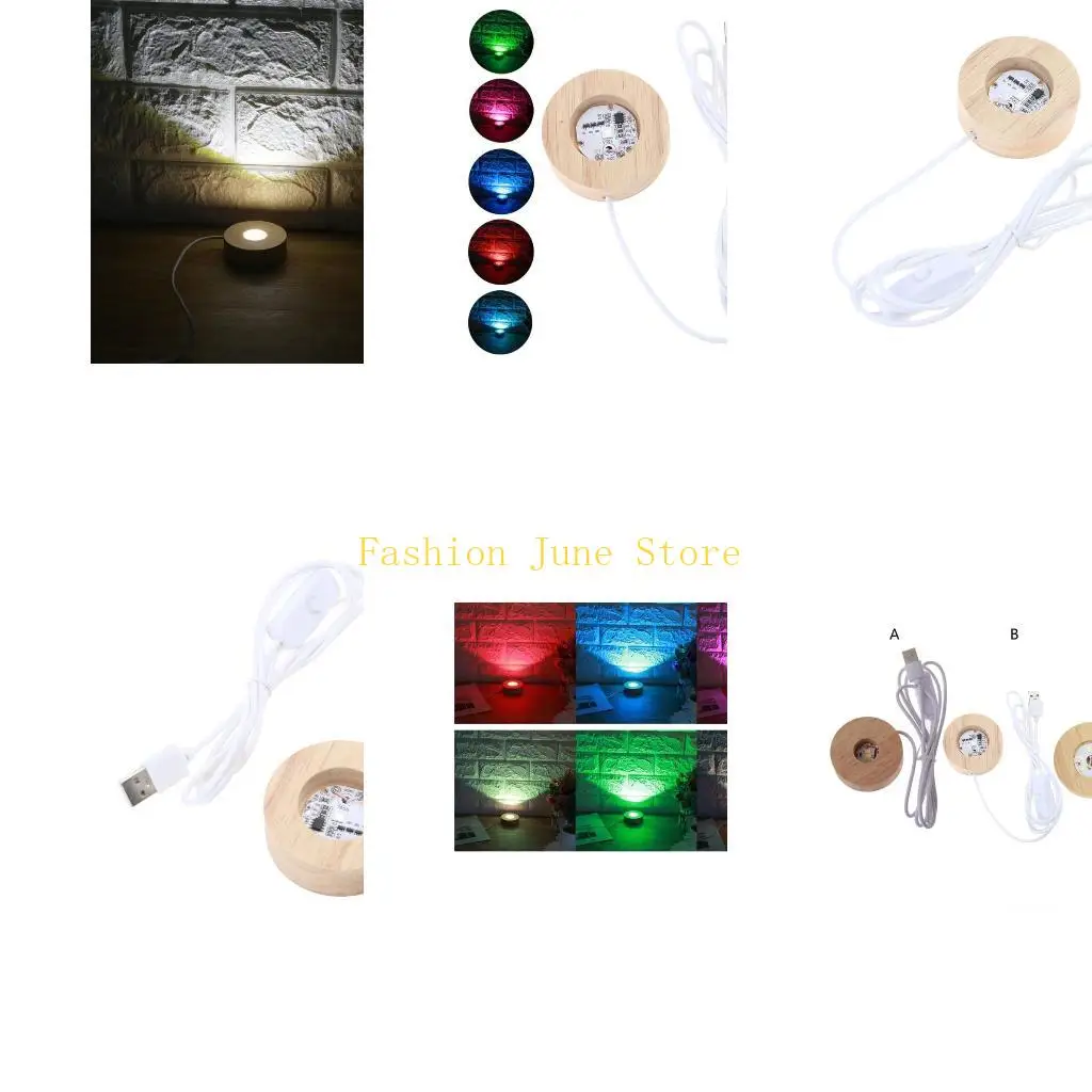 N5KA Night Light Base LED Luminous Base Night Light USB Crystal Salt Light