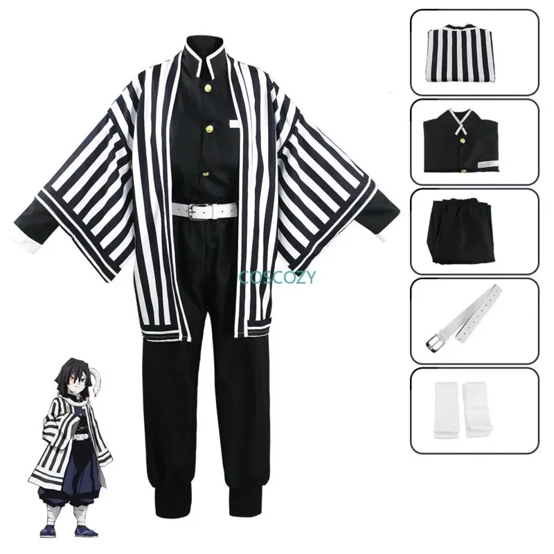 2025 New Purple/Black Anime Demon Ghost Killer Iguro Obanai Haori Kimono Cosplay Costume White Snake Doll S