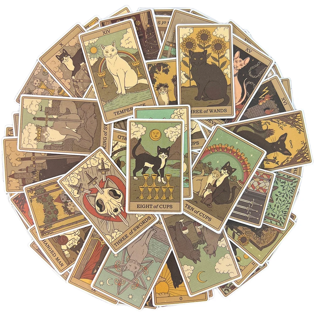 10/30/50pcs Retro Tarot Katze wasserdicht Graffiti Aufkleber dekorative Gepäck Tasse Laptop Telefon Skateboard Gitarre Scrap book Aufkleber