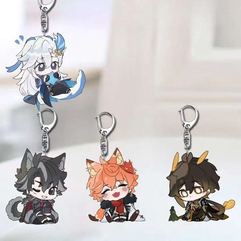 

Game Genshin Impact Peripherals Zhongli Acg Pendant Tartaglia Figurine Acrylic Keychain Neuvillette Accessory Wriothesley Toys