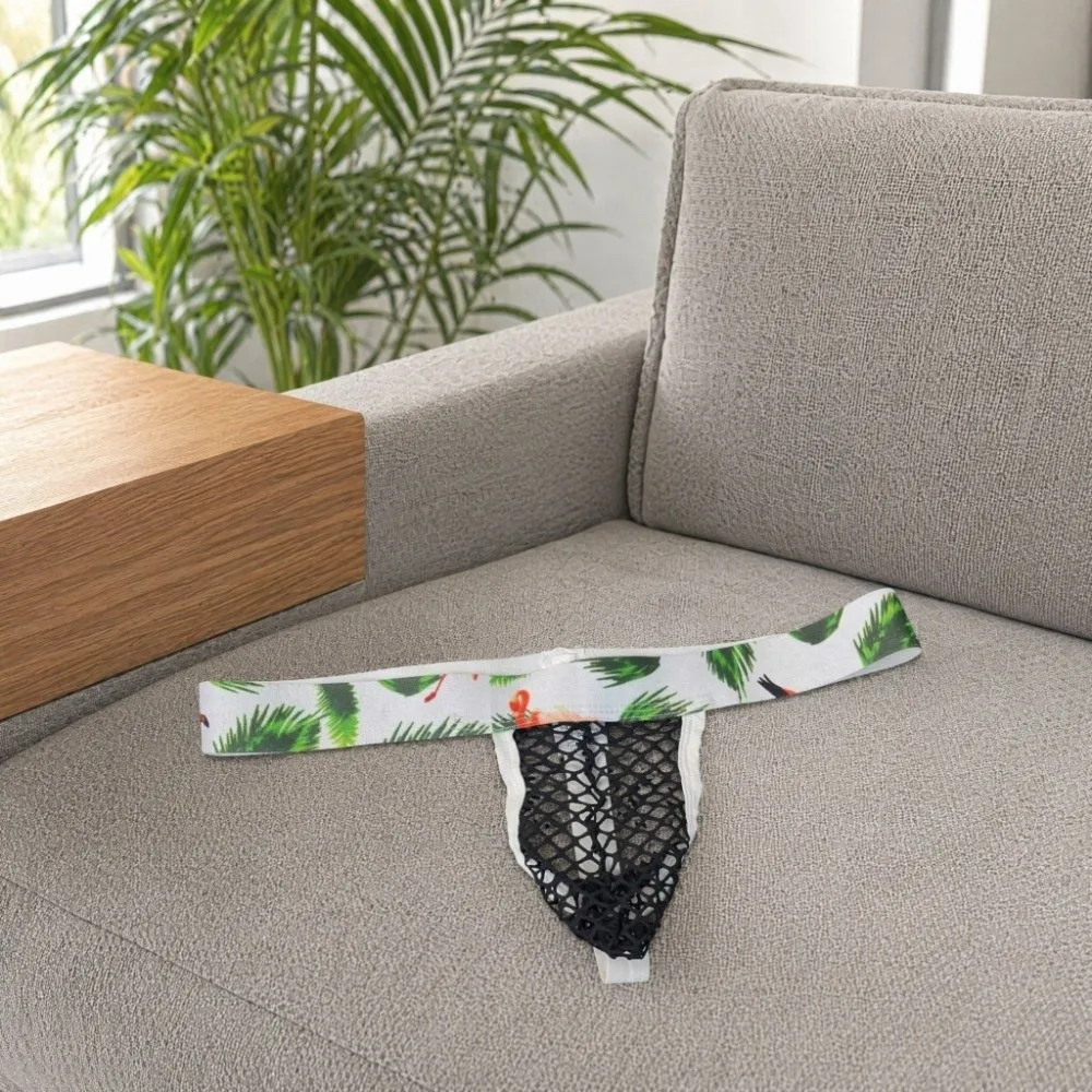 Soft Breathable Bohemian Flower Men Floral Mesh Thongs Low Waist Underpants Men's Panties Underwear Lingerie Male Briefs Men 3