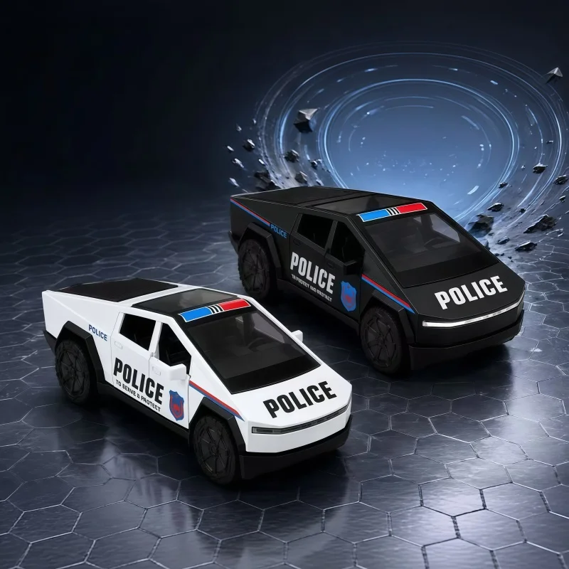 Future Style Police Pickup Car Model, Simulation Law Enforcement Vehicle, Tabletop Decoration Collectible Model, 2 Colors Availa