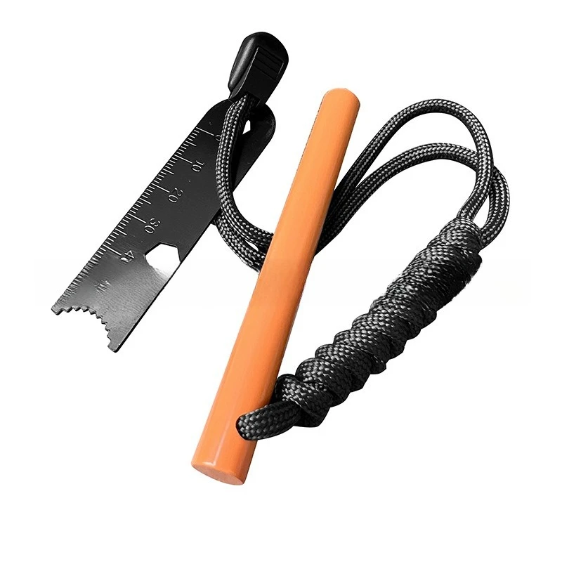 

Orange Magnesium Fire Rod with Scraper,Flint Fire Starter, Waterproof Fire Making Tool, Wilderness Survival Gear Camping Picnic
