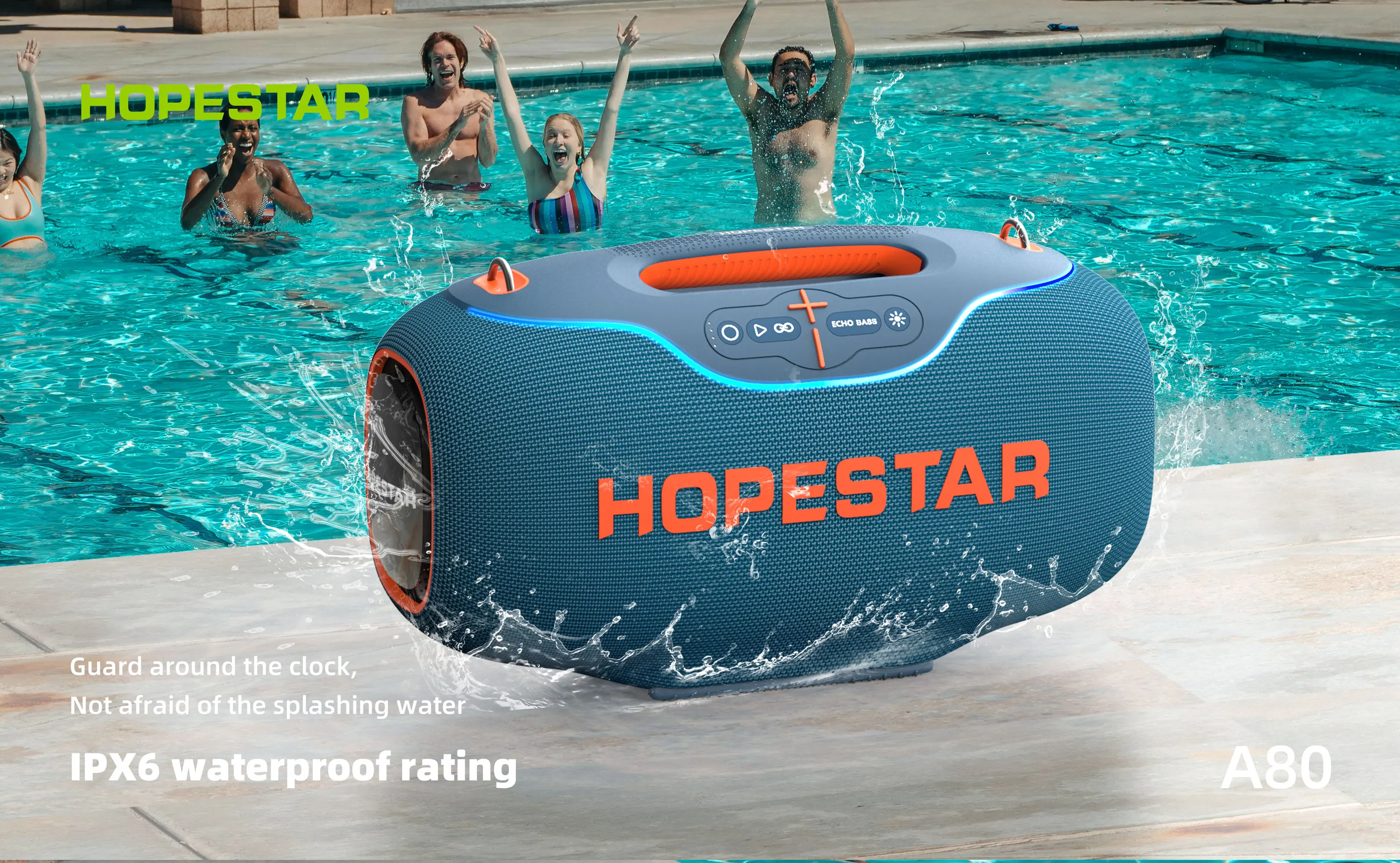 HOPESTAR A80 350W for Waterproof IPX6 6 Speakers Vibrating Diaphragm Outdoor USB TF Card TWS Bass Radio RGB LED 10000mAh+