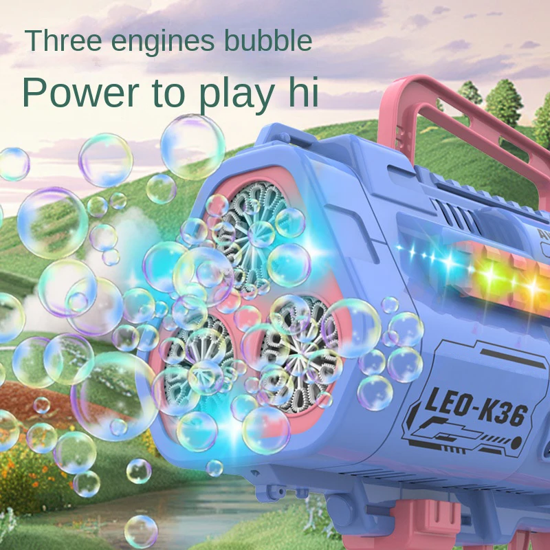 36 Hole Automatic Bubble Gun Electric Bubble Machine with Lights Soap Guns Blaster Blower Outdoor Birthday Party  Kids Toy Gifts