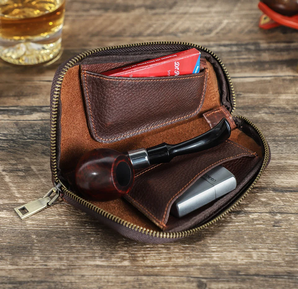 Echtes Leder Fall für Tabak Pfeife Tragbare Kräuter Tabak Pfeife Beutel Rauchen Werkzeuge Zubehör – Detail 7