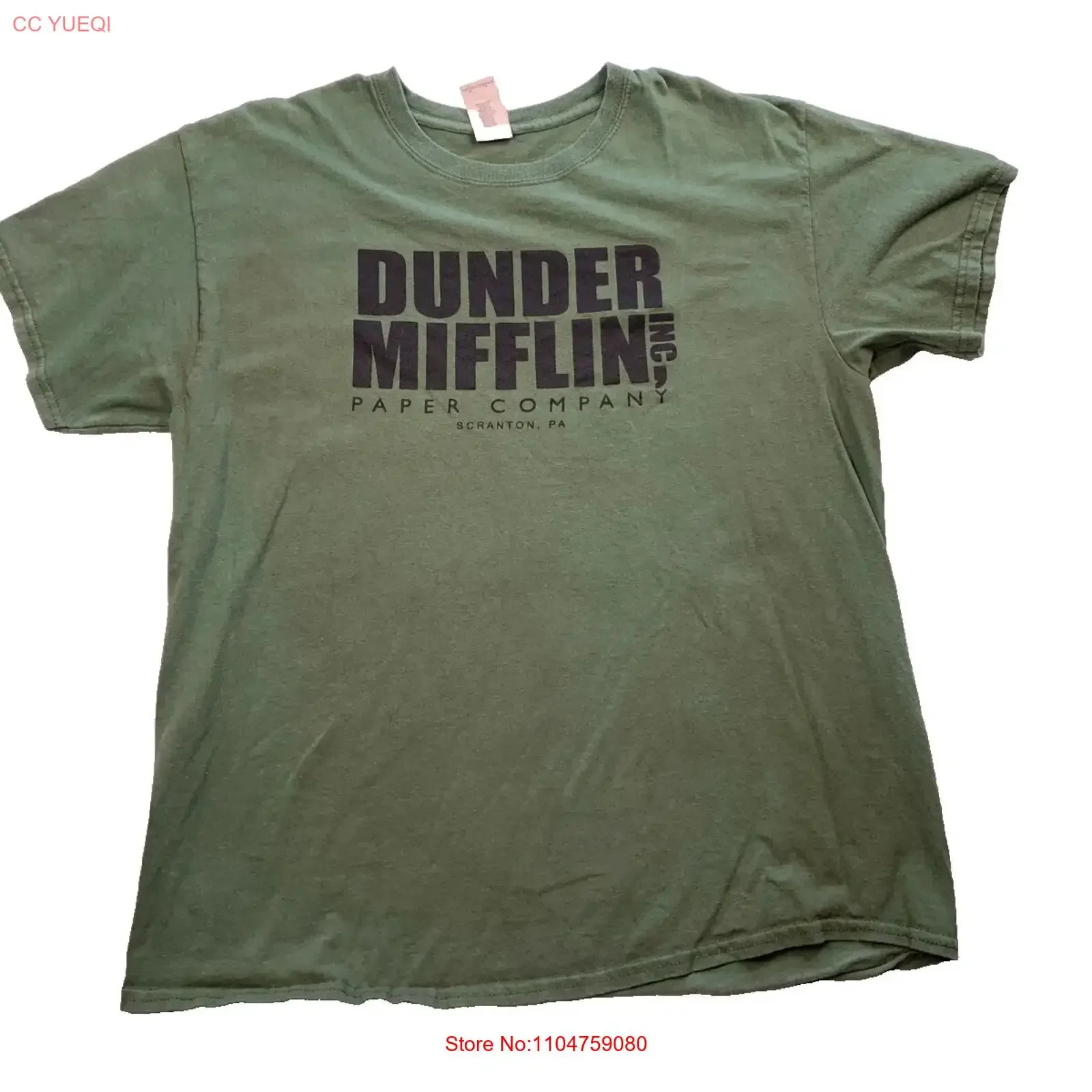 Green THE OFFICE size Large DUNDER MIFFLIN INC T Shirt Cotton Paper Company vintage Washed Stylish streetwear graphic