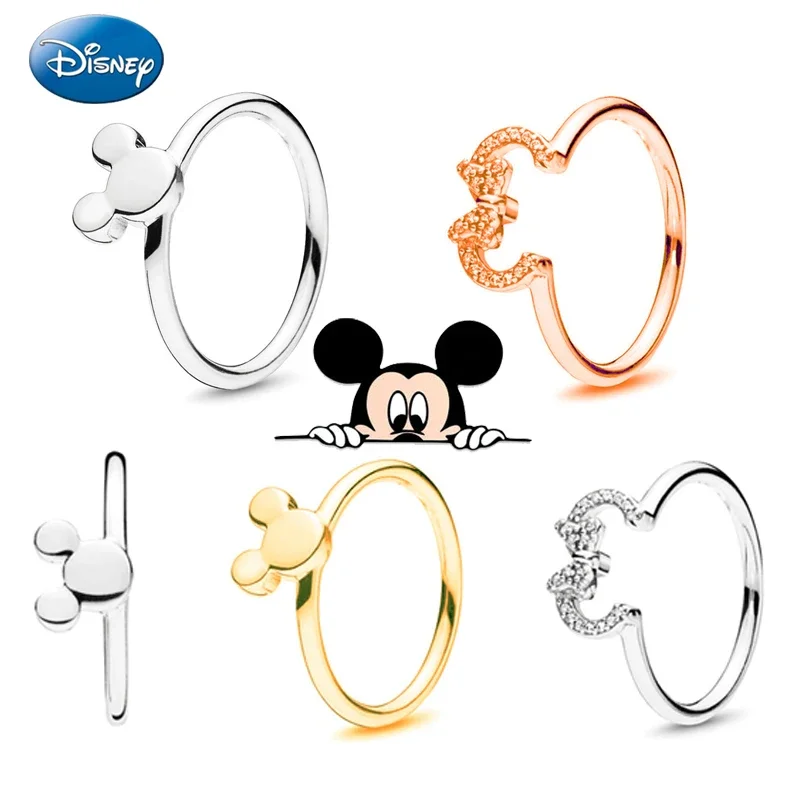 Disney Mickey Mouse Metal Rings For Women Girls Jewelry Accessories Fashion Cartoon Female Index Finger Ring Jewelry Couple Ring