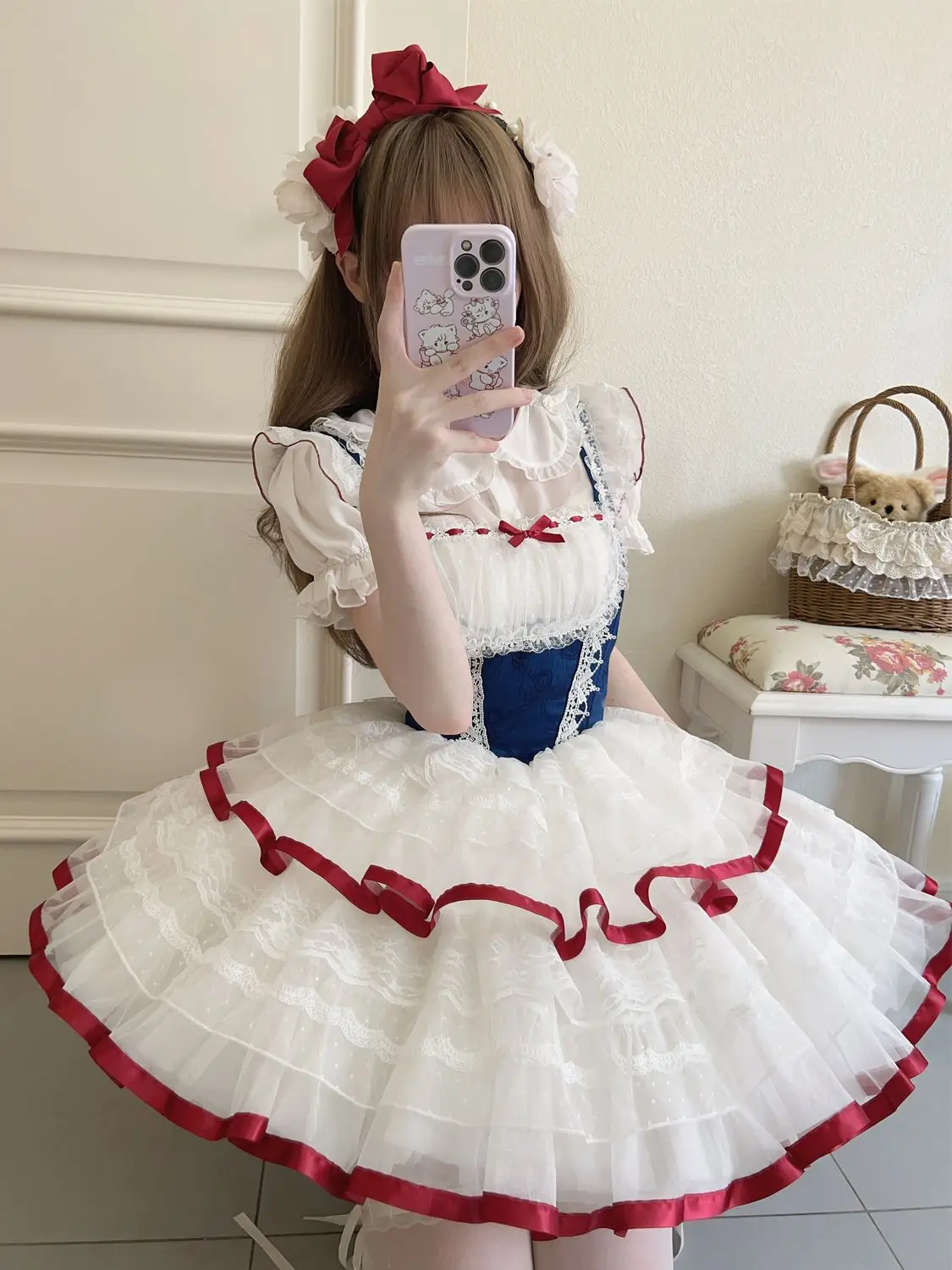 MAGOGO Original Design Sweet Lolita Ballet Style Strap Dress Women Summer Bow Lace Ruffles Slim Sleeveless Princess Mini Dress