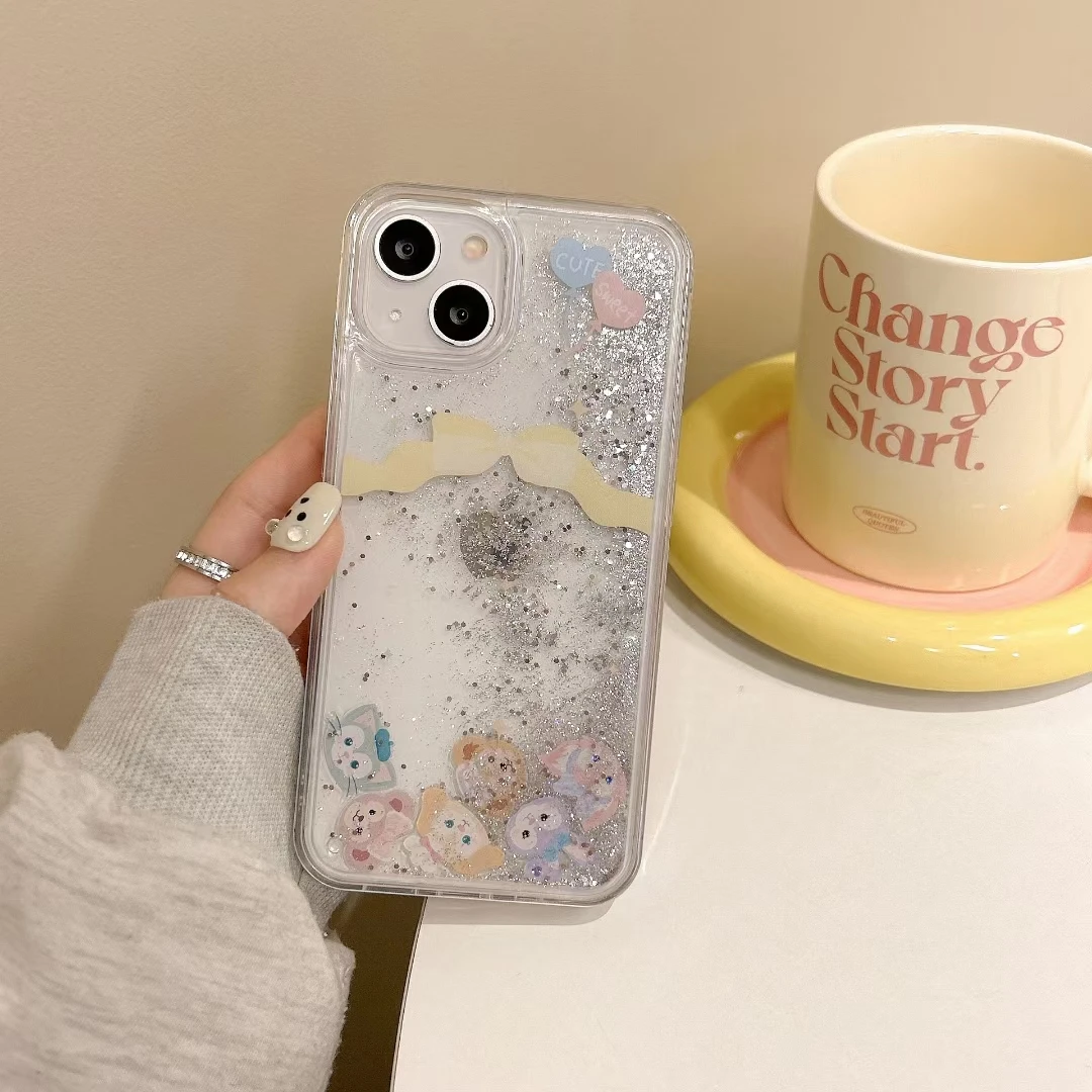 Disney Castle Doll Cartoon Cover for iphone 15 pro max 11 12 13 14 Pro Max Duffy ShellieMay Liquid quicksand Phone Case