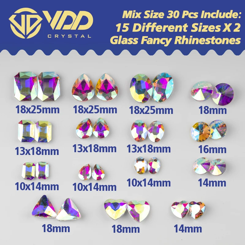 VDD Rote Fancy Pointback Strass-Mischung aus Glas-Kristallen, Glitzernde Glänzende Strasssteine für Nagelkunst-Zubehör, Bastelarbeiten und Dekoration – Detail 3